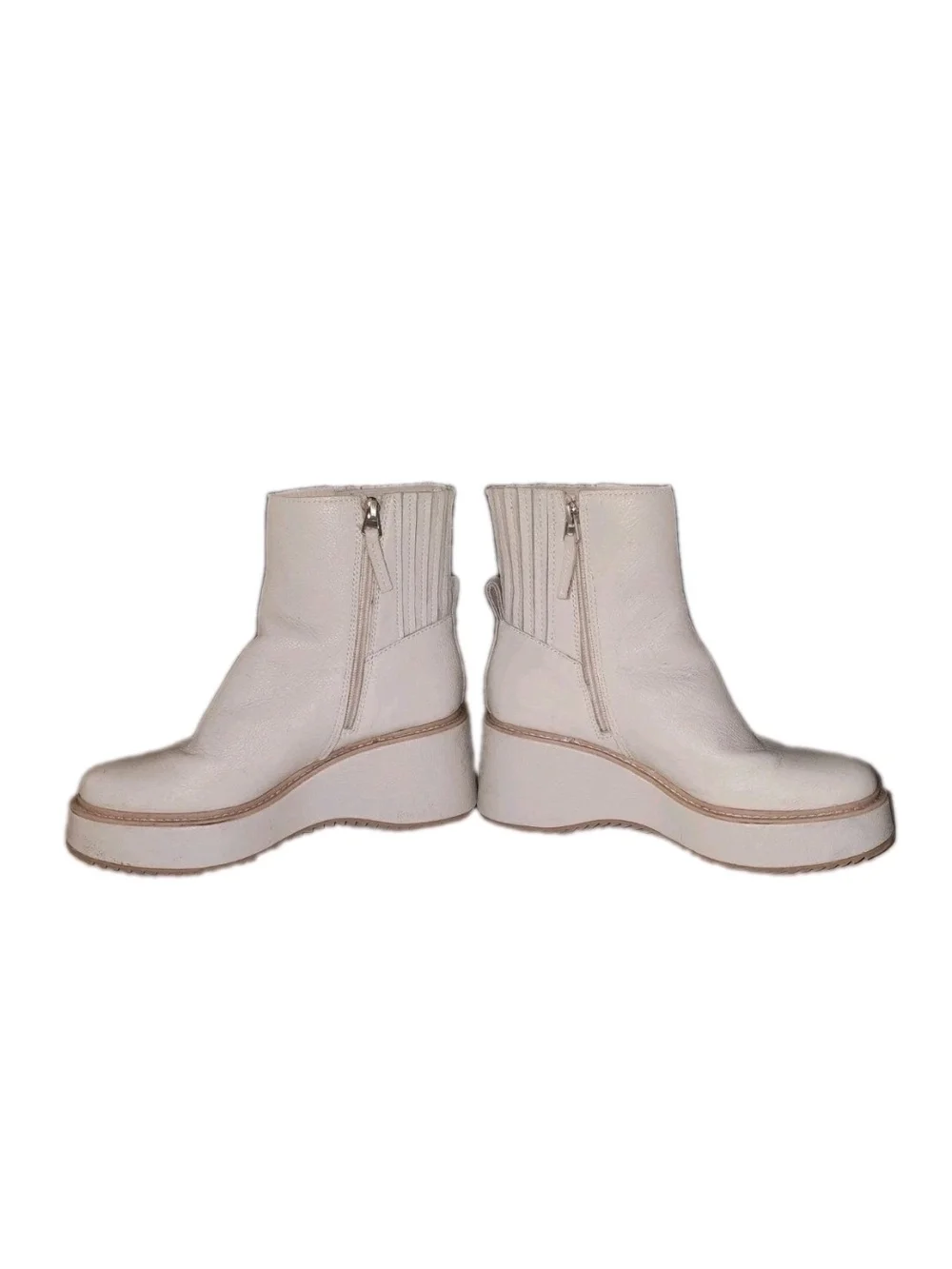 Dolce Vita Cream Platform Wedge Ankle Boots Size 7.5